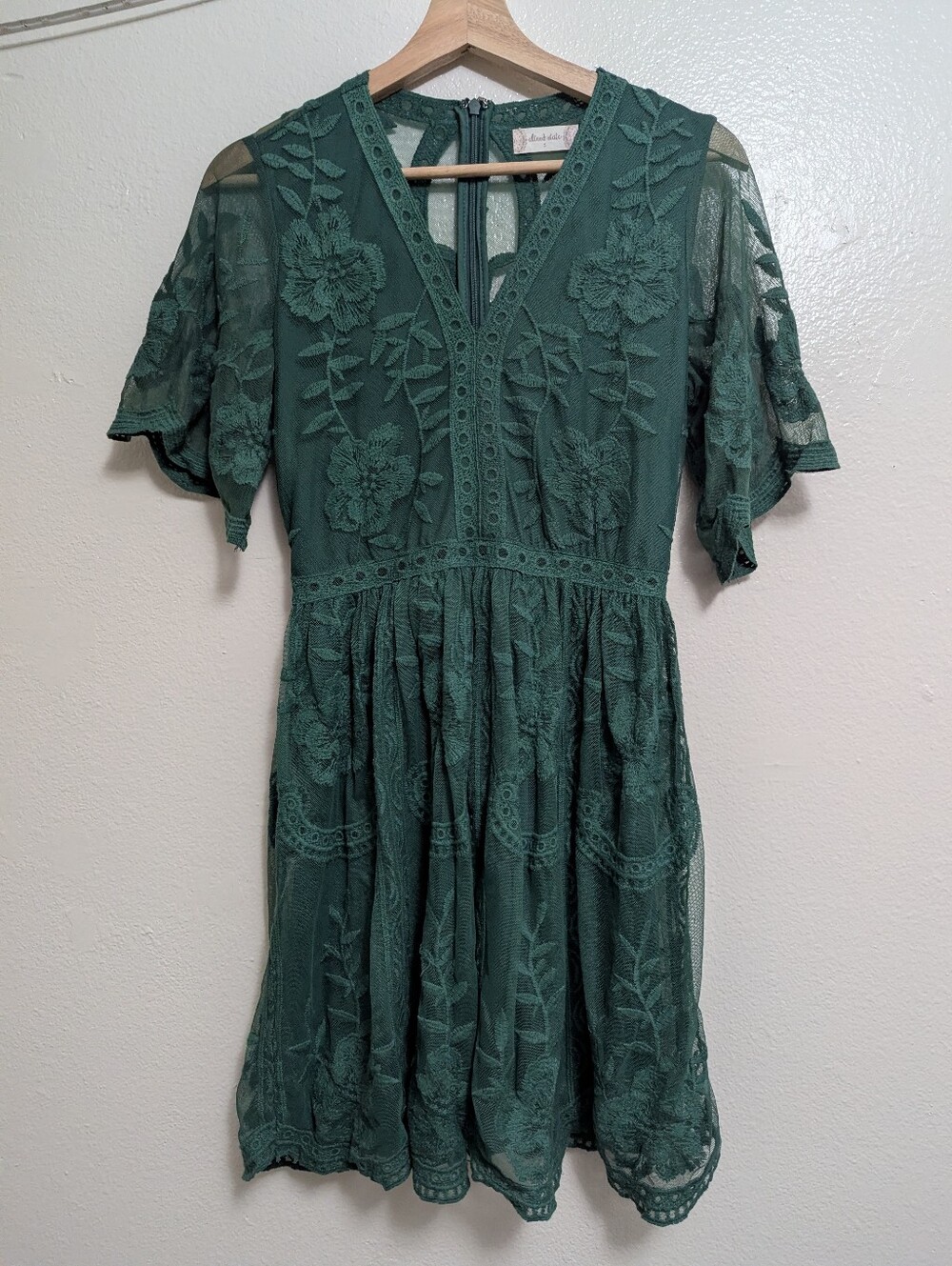 Altar'd State Emerald Green Embroidered Mini Dress